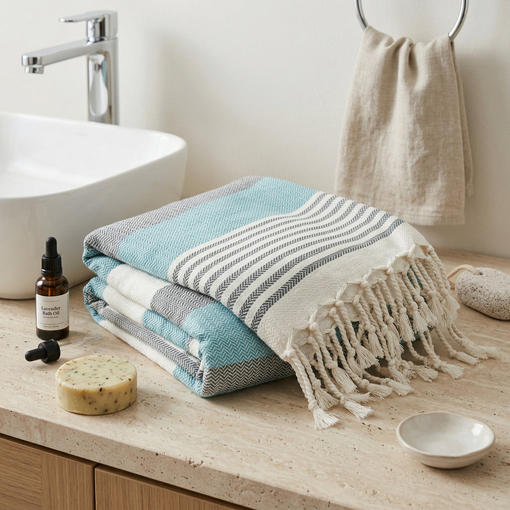 Green Premium Turkish Cotton Peshtemal – Lightweight Spa & Beach Towel, Soft, Absorbent & Quick Dry (HPS-01)