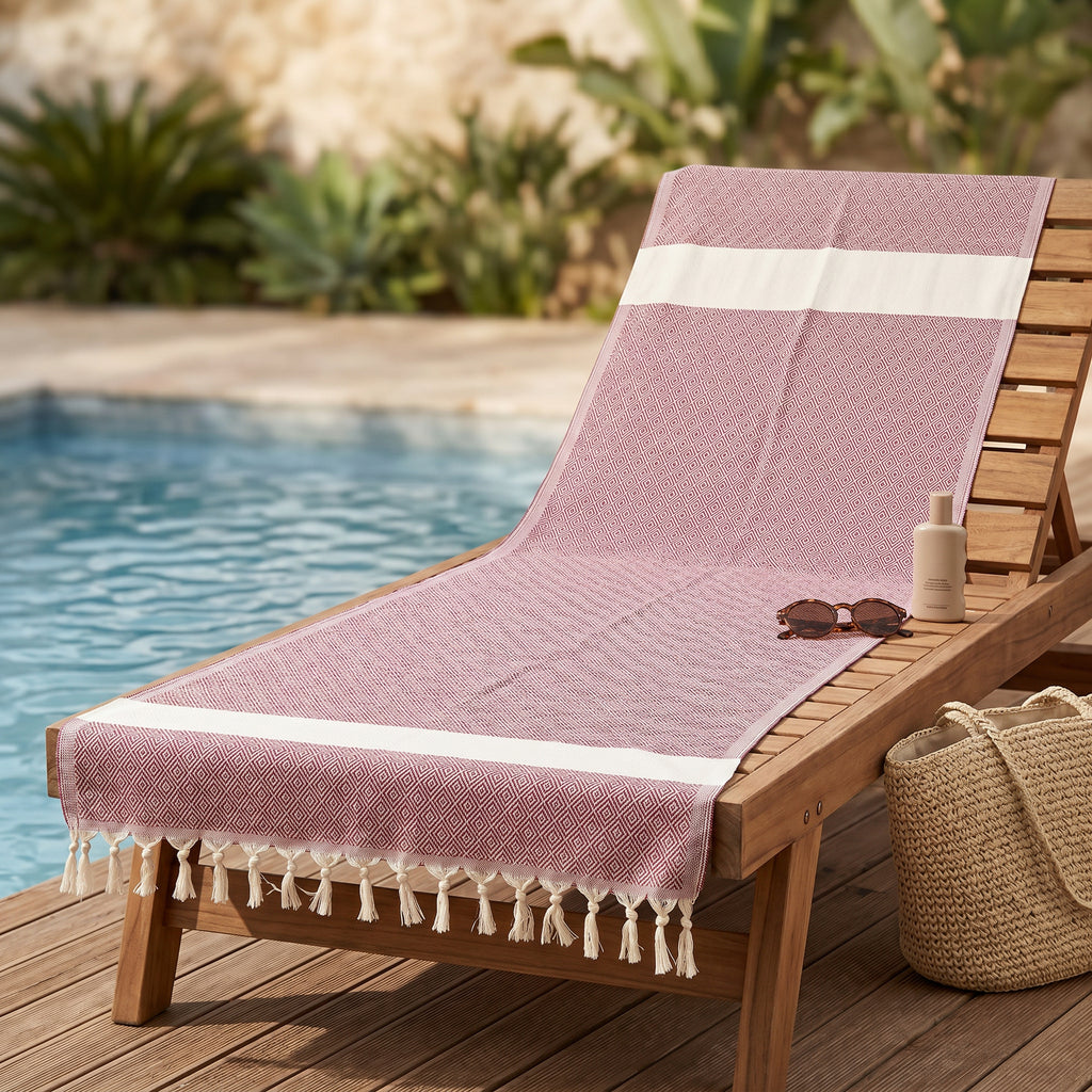 Plum color Diamond Premium Turkish Cotton Peshtemal – Lightweight Spa & Beach Towel, Soft, Absorbent & Quick Dry (EPS-01)