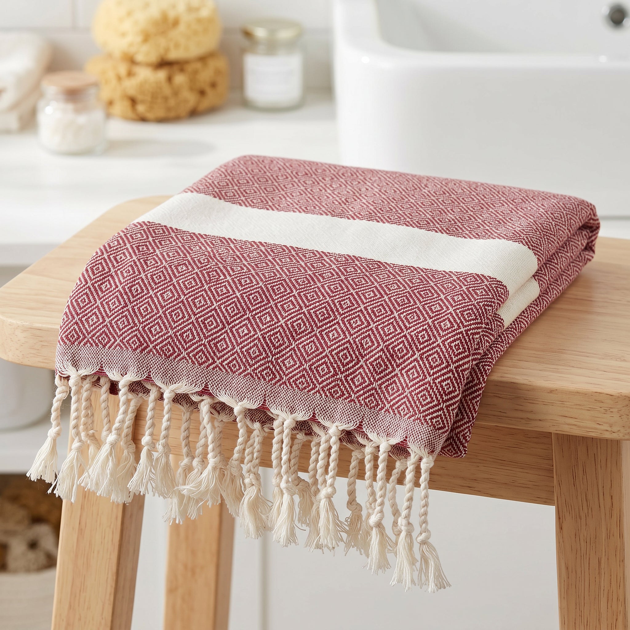 Plum color Diamond Premium Turkish Cotton Peshtemal – Lightweight Spa & Beach Towel, Soft, Absorbent & Quick Dry (EPS-01)