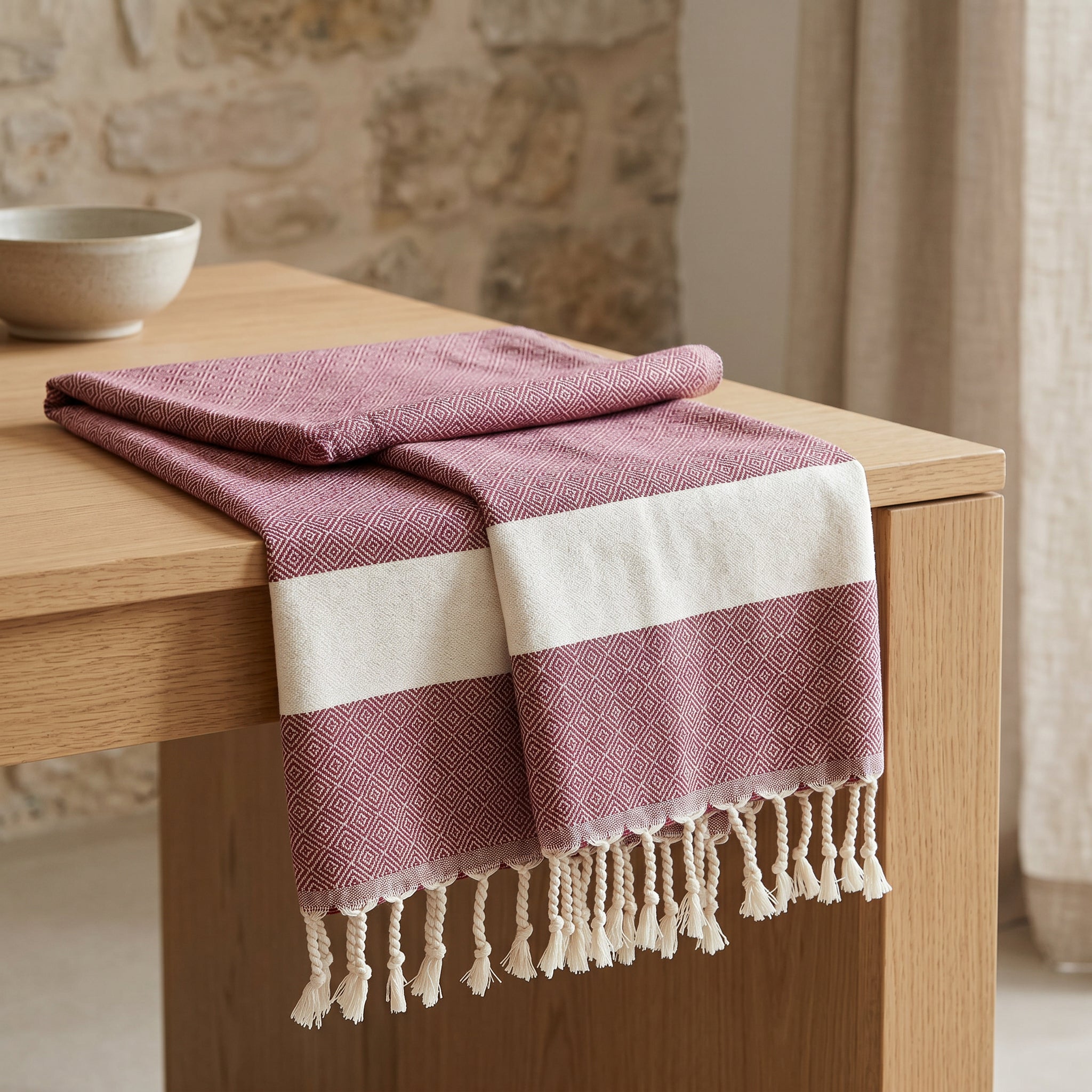 Plum color Diamond Premium Turkish Cotton Peshtemal – Lightweight Spa & Beach Towel, Soft, Absorbent & Quick Dry (EPS-01)