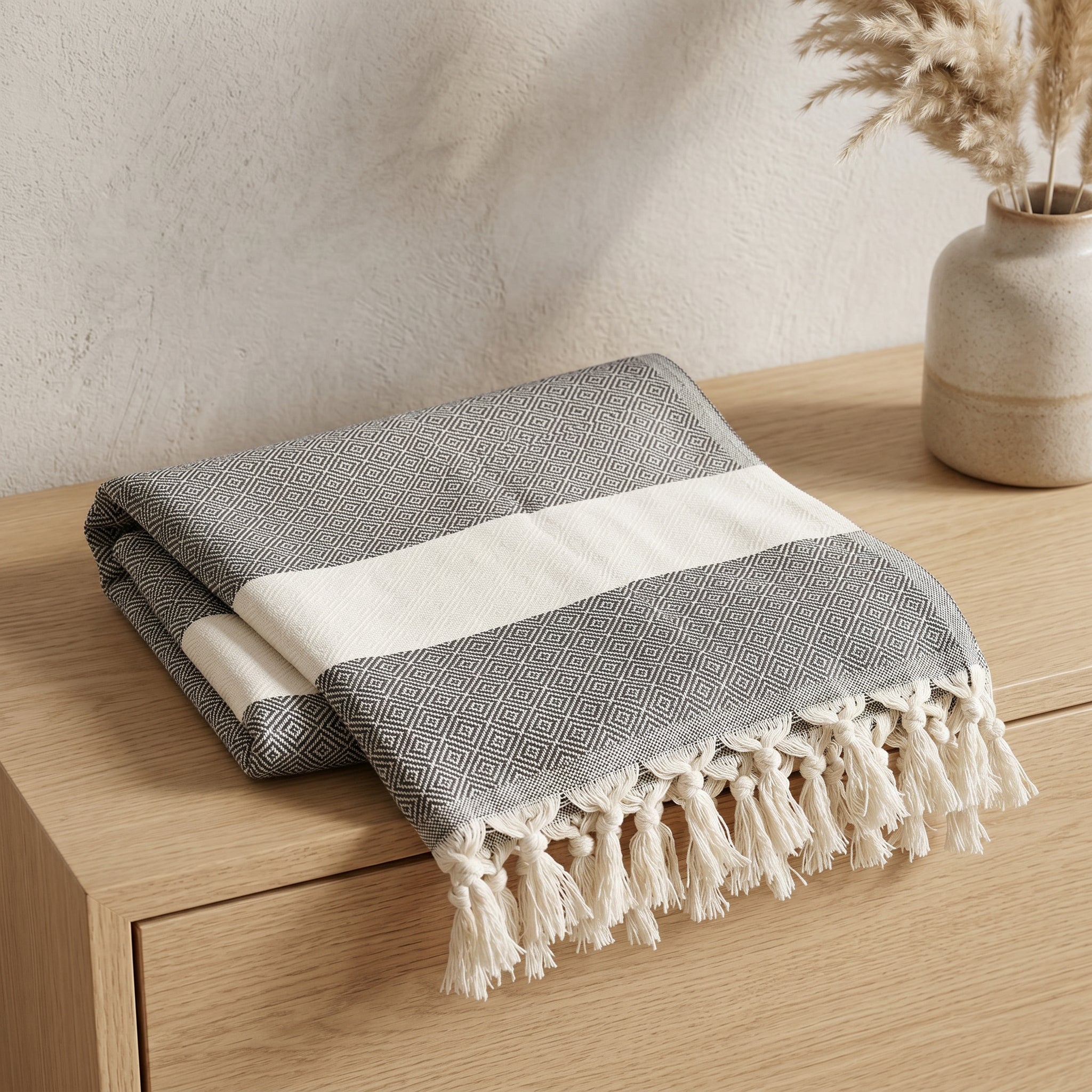 Black Diamond Premium Turkish Cotton Peshtemal – Lightweight Spa & Beach Towel, Soft, Absorbent & Quick Dry (EPS-01)