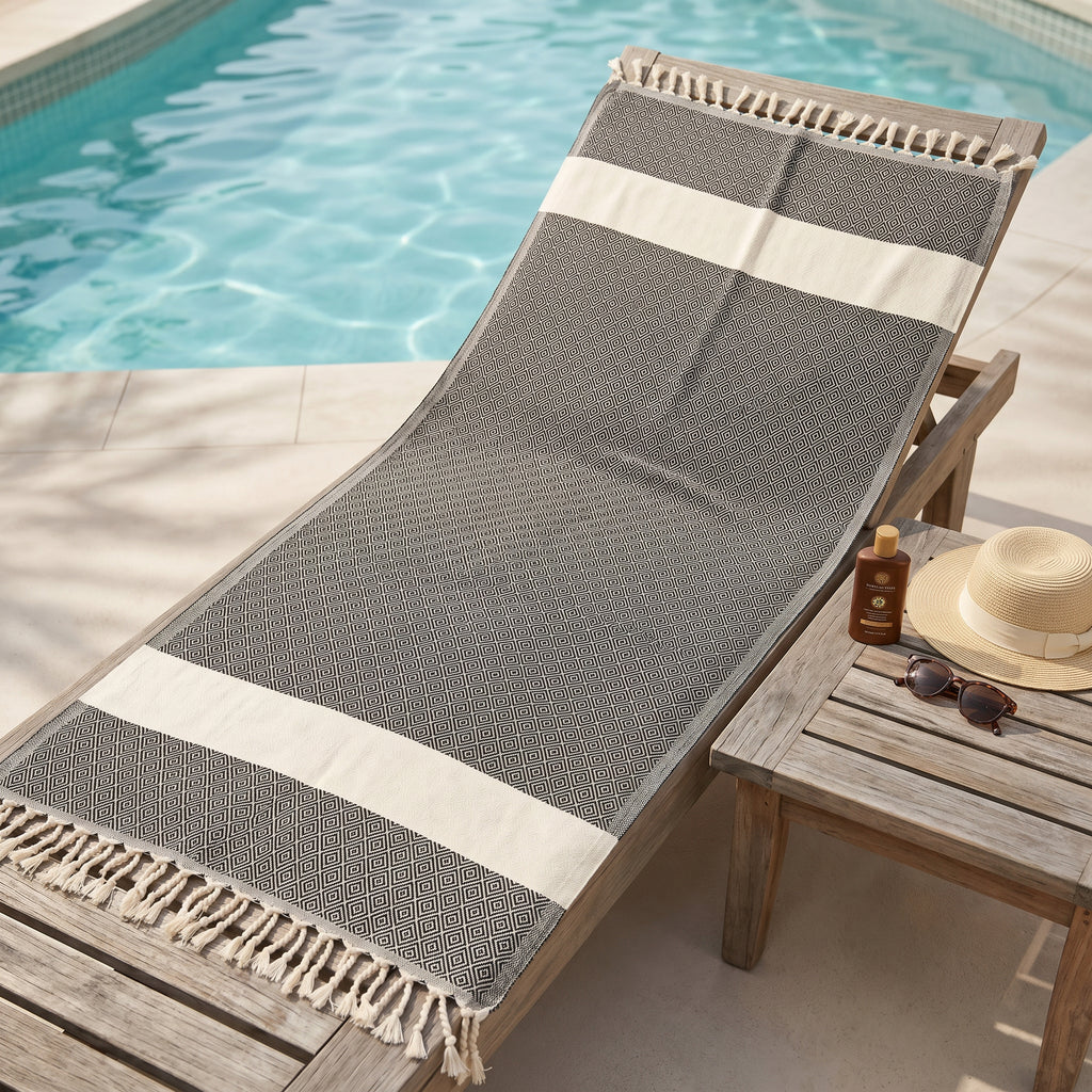 Black Diamond Premium Turkish Cotton Peshtemal – Lightweight Spa & Beach Towel, Soft, Absorbent & Quick Dry (EPS-01)
