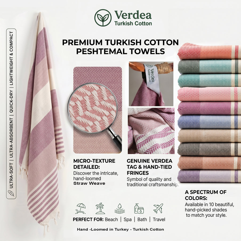 Pink Purple Premium Turkish Cotton Peshtemal – Lightweight Spa & Beach Towel, Soft, Absorbent & Quick Dry (HPS-01)