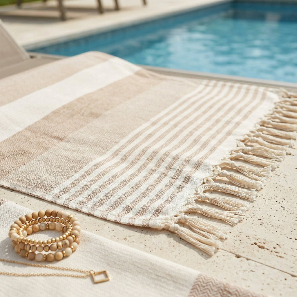 Earthy Brown Premium Turkish Cotton Peshtemal – Lightweight Spa & Beach Towel, Soft, Absorbent & Quick Dry (HPS-01)