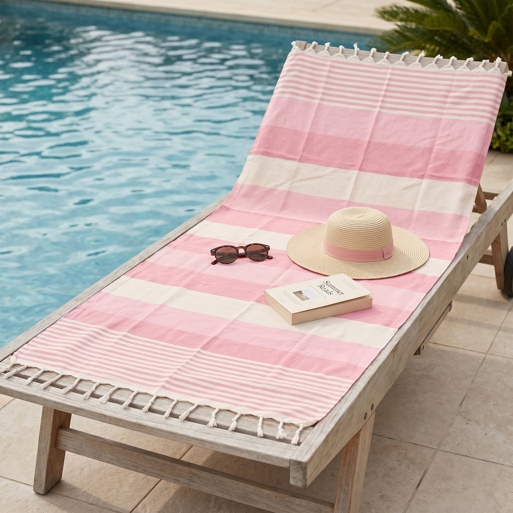 Pink Premium Turkish Cotton Peshtemal – Lightweight Spa & Beach Towel, Soft, Absorbent & Quick Dry (APS-01)