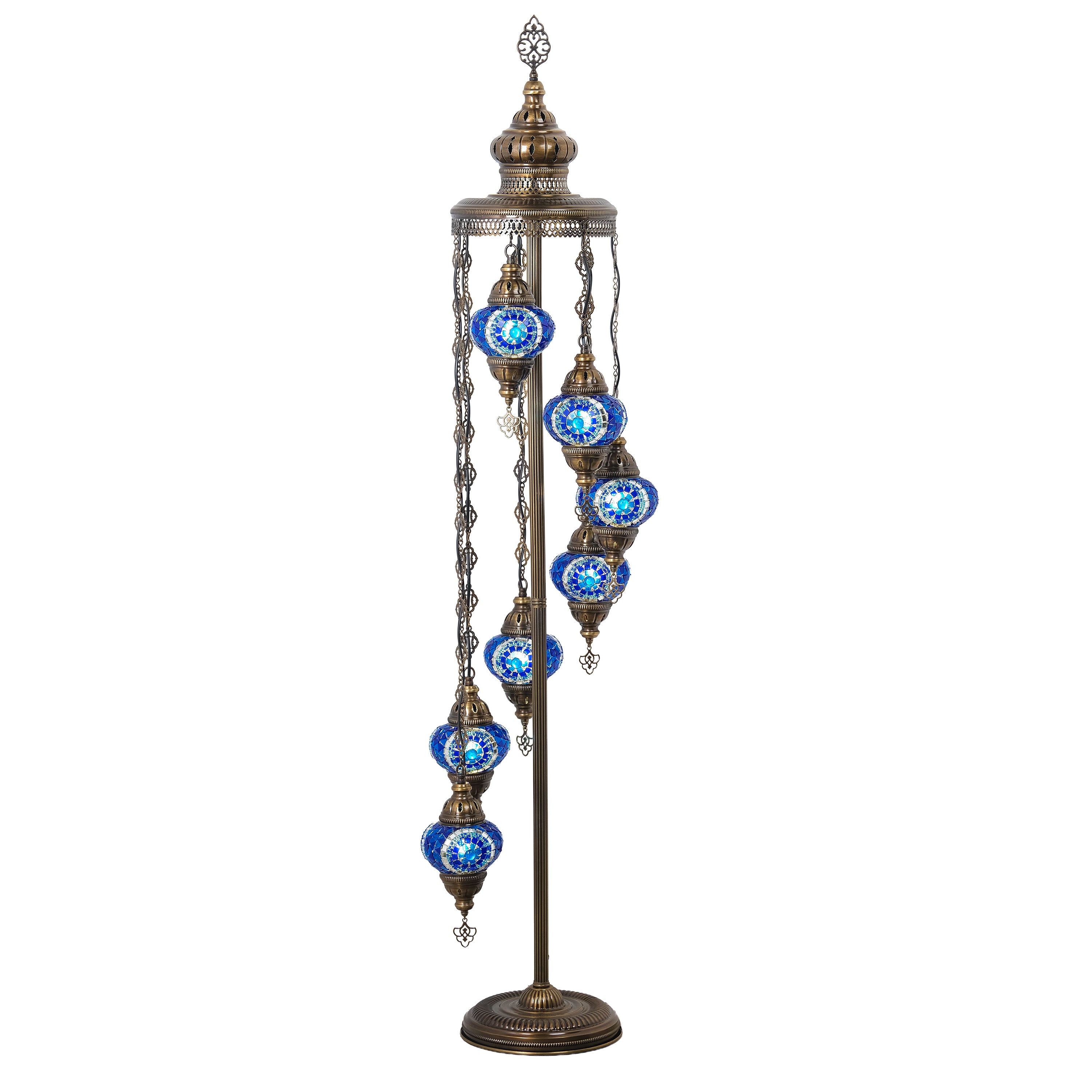7-Globe Turkish Mosaic Floor Lamp (Blue)