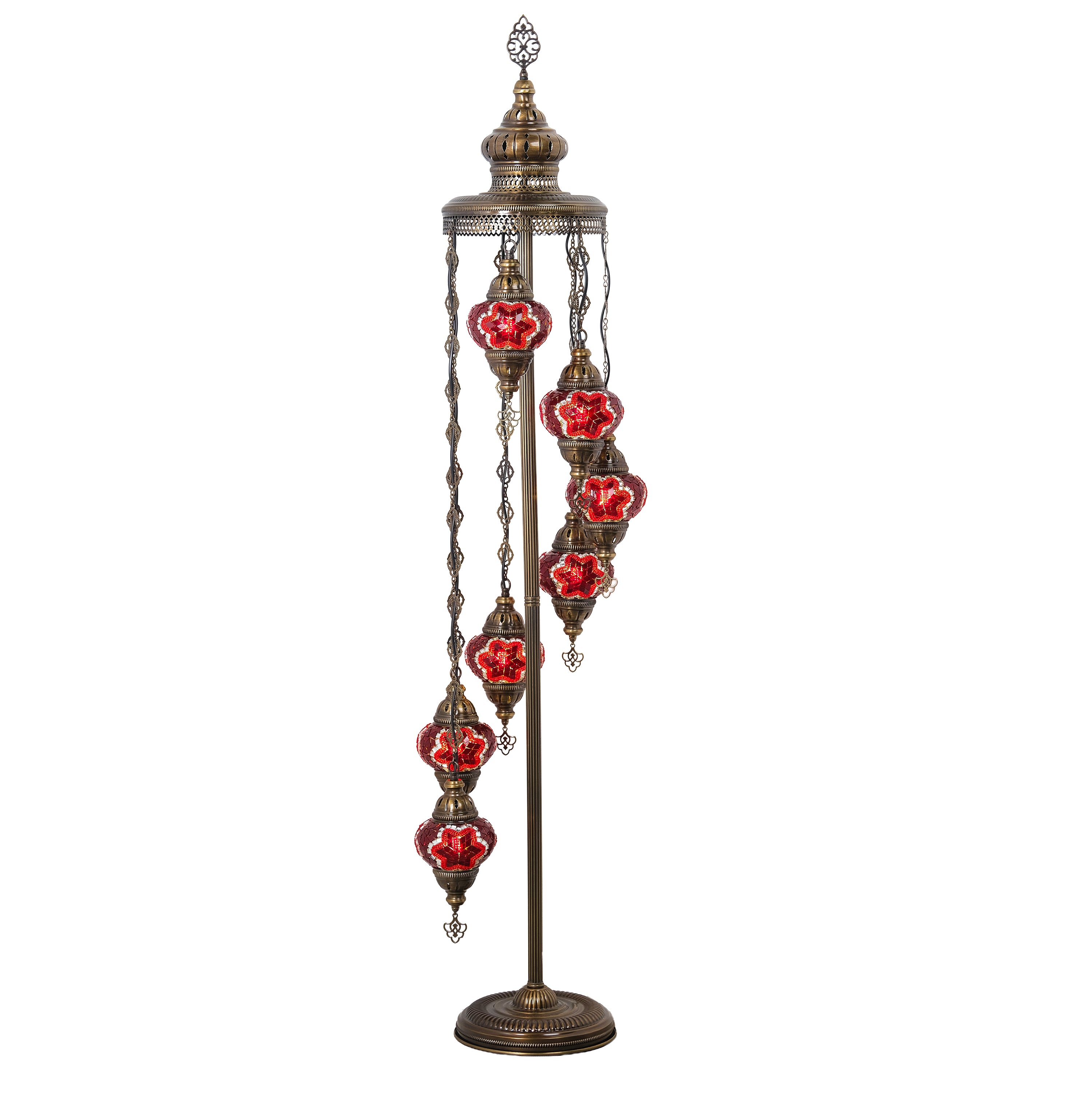 7-Globe Turkish Mosaic Floor Lamp (Red)