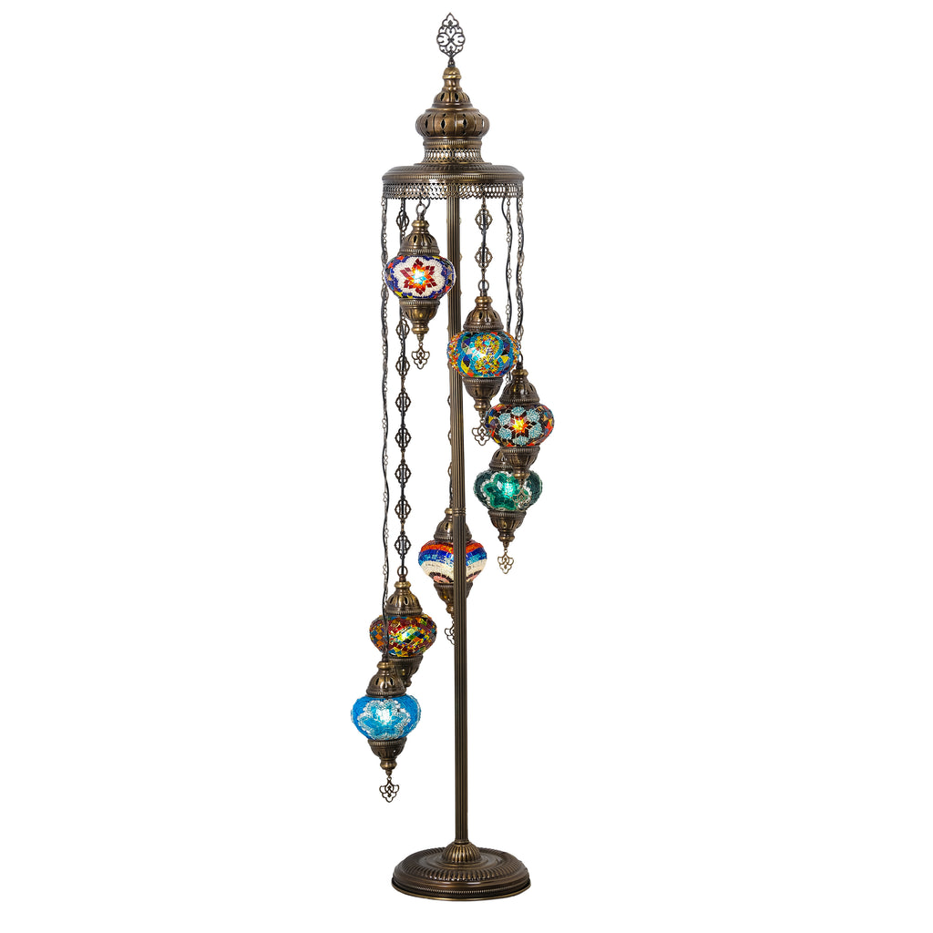 7-Globe Turkish Mosaic Floor Lamp (Multicolor)