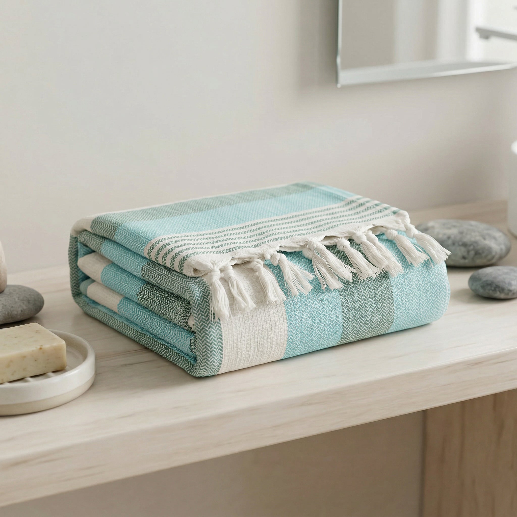 Water Green Premium Turkish Cotton Peshtemal – Lightweight Spa & Beach Towel, Soft, Absorbent & Quick Dry (HPS-01)