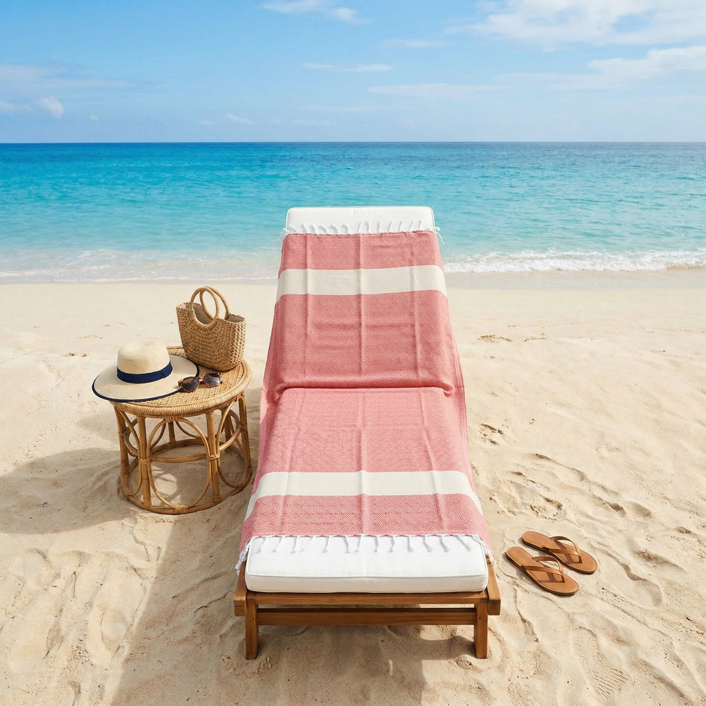 Red Diamond Premium Turkish Cotton Peshtemal – Lightweight Spa & Beach Towel, Soft, Absorbent & Quick Dry (EPS-01)