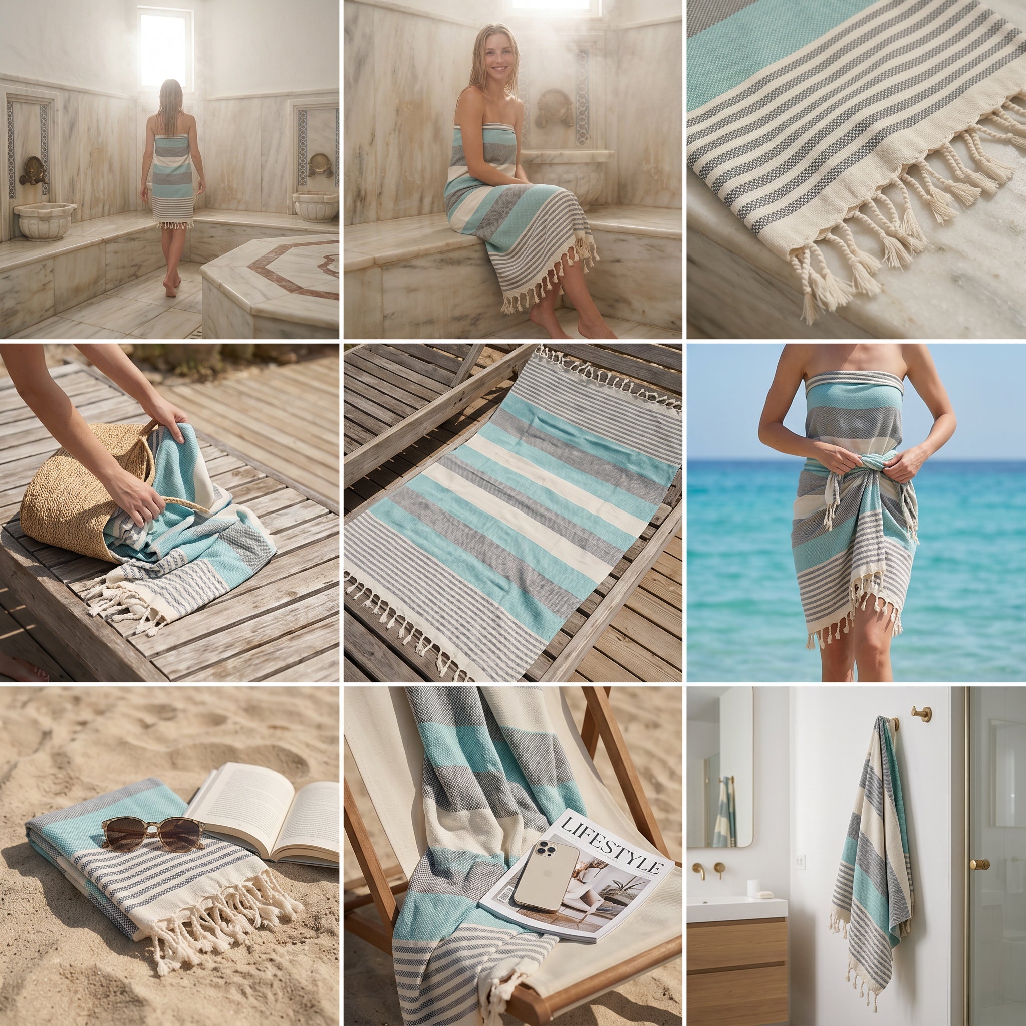 Green Premium Turkish Cotton Peshtemal – Lightweight Spa & Beach Towel, Soft, Absorbent & Quick Dry (HPS-01)