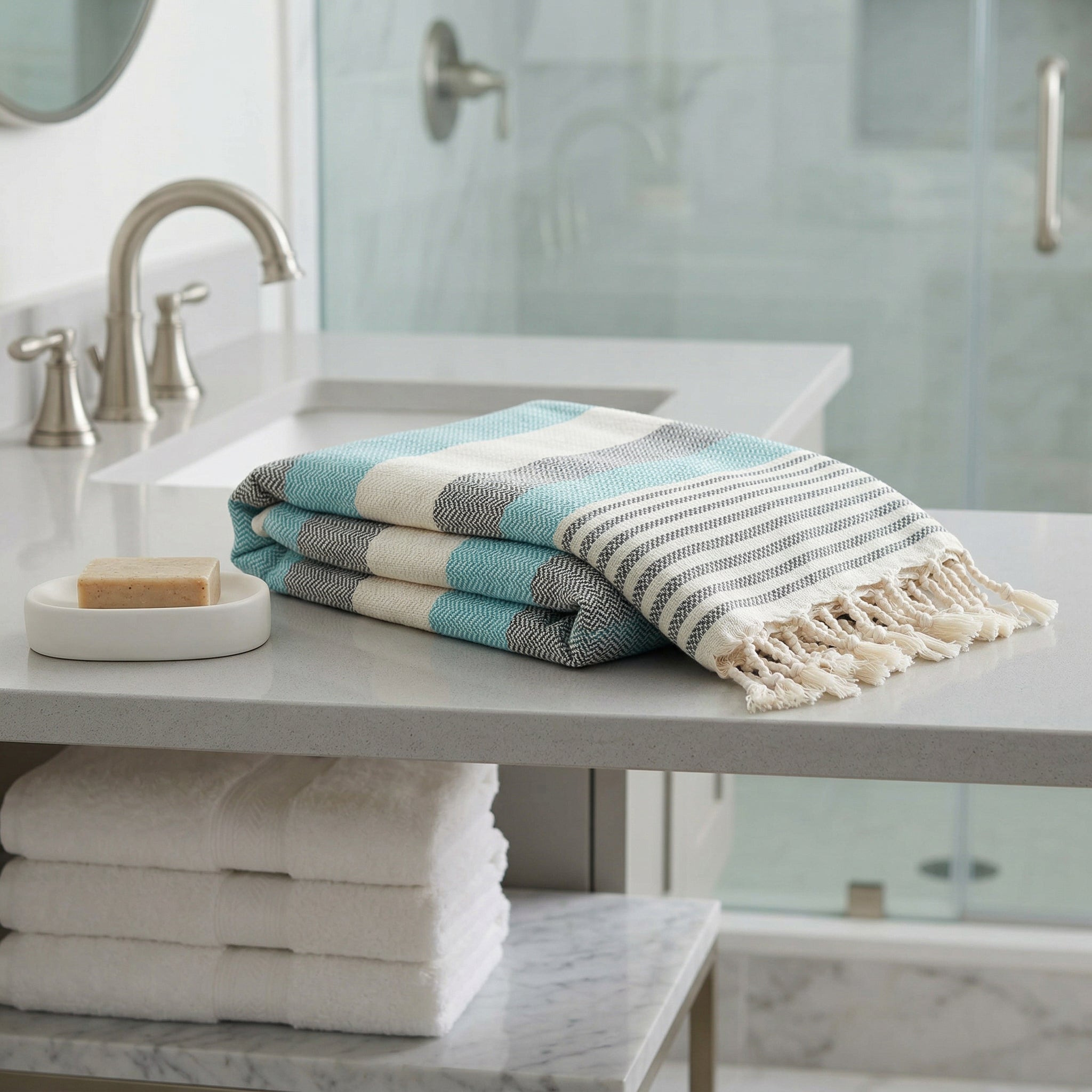 Green Premium Turkish Cotton Peshtemal – Lightweight Spa & Beach Towel, Soft, Absorbent & Quick Dry (HPS-01)