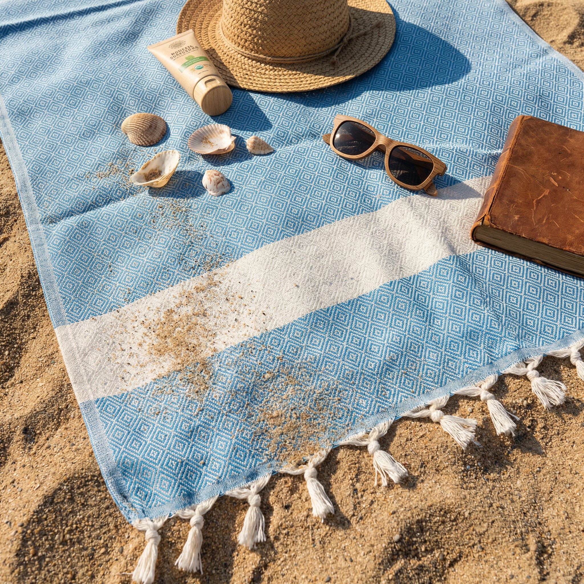 Turquoise Diamond Premium Turkish Cotton Peshtemal – Lightweight Spa & Beach Towel, Soft, Absorbent & Quick Dry (EPS-01)