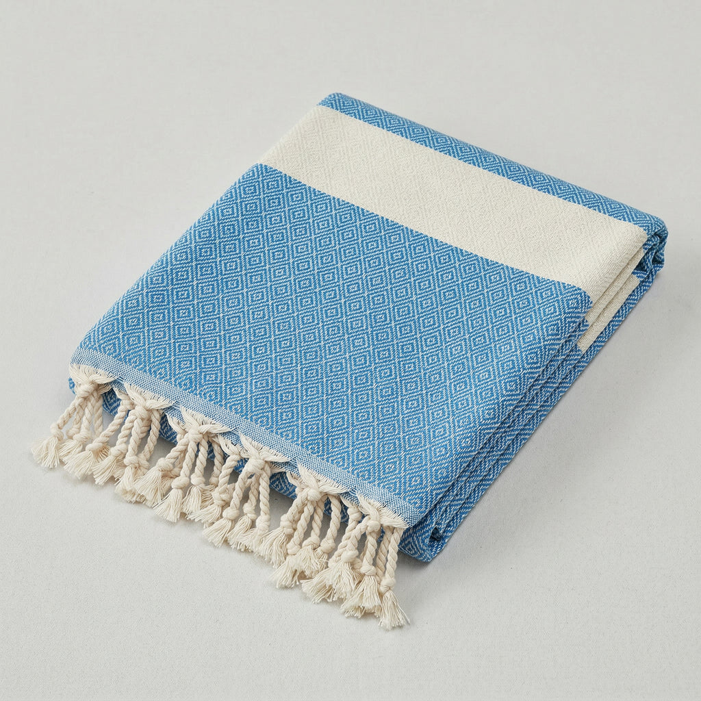 Turquoise Diamond Premium Turkish Cotton Peshtemal – Lightweight Spa & Beach Towel, Soft, Absorbent & Quick Dry (EPS-01)