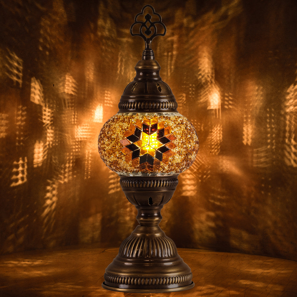 Turkish Mosaic Table Lamp, Handmade Glass Bedside Lamp, 4 color options,