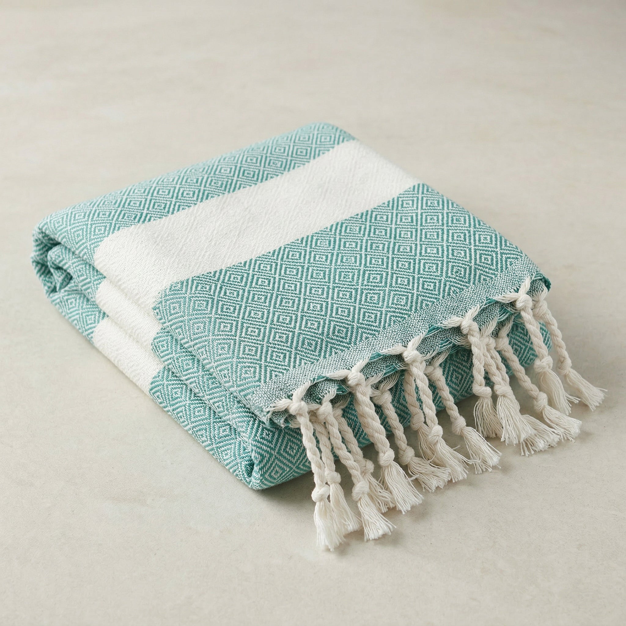 Green Diamond Premium Turkish Cotton Peshtemal – Lightweight Spa & Beach Towel, Soft, Absorbent & Quick Dry (EPS-01)