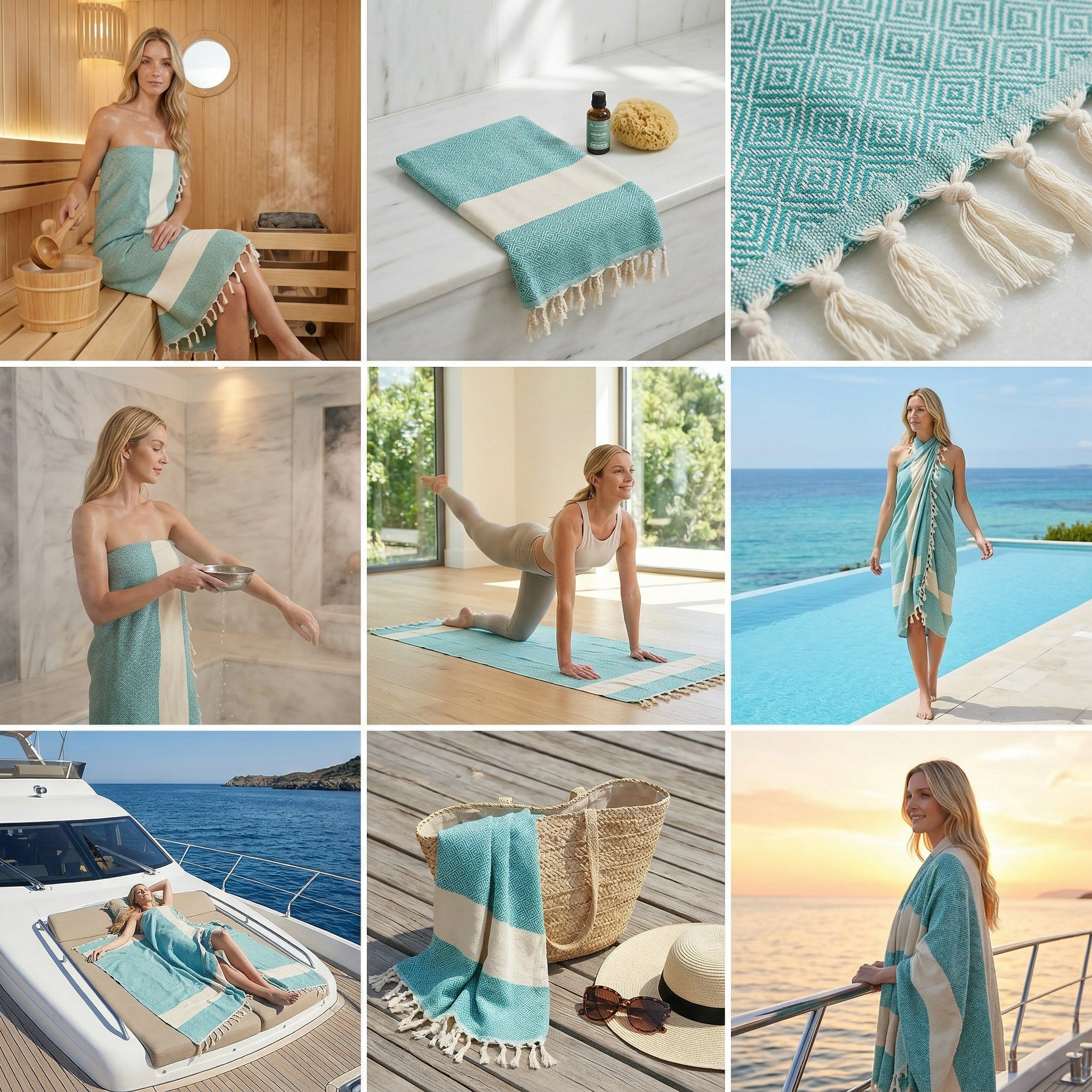 Green Diamond Premium Turkish Cotton Peshtemal – Lightweight Spa & Beach Towel, Soft, Absorbent & Quick Dry (EPS-01)