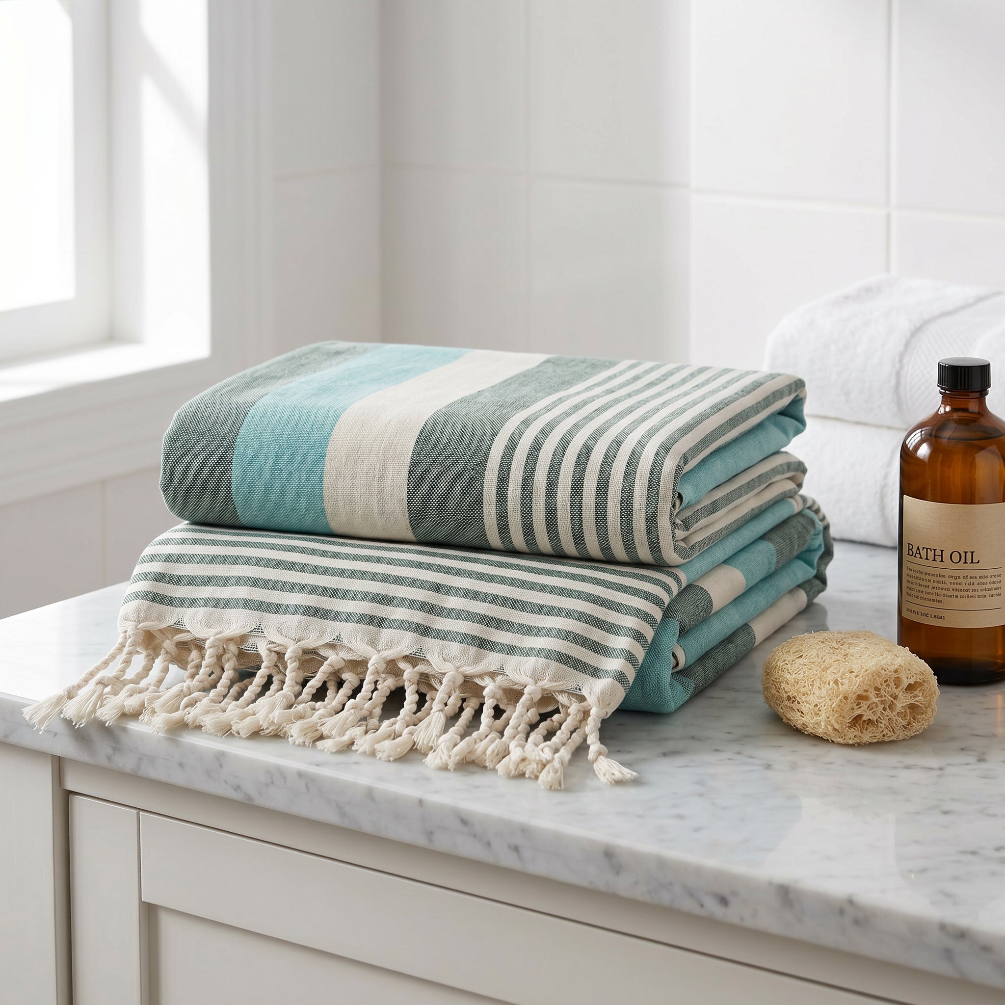 Green Premium Turkish Cotton Peshtemal – Lightweight Spa & Beach Towel, Soft, Absorbent & Quick Dry (APS-01)