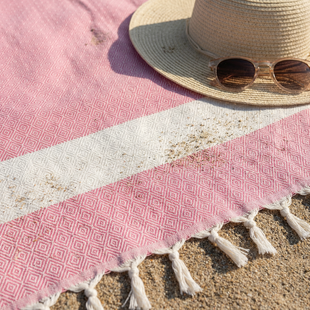 Pink Diamond Premium Turkish Cotton Peshtemal – Lightweight Spa & Beach Towel, Soft, Absorbent & Quick Dry (EPS-01)