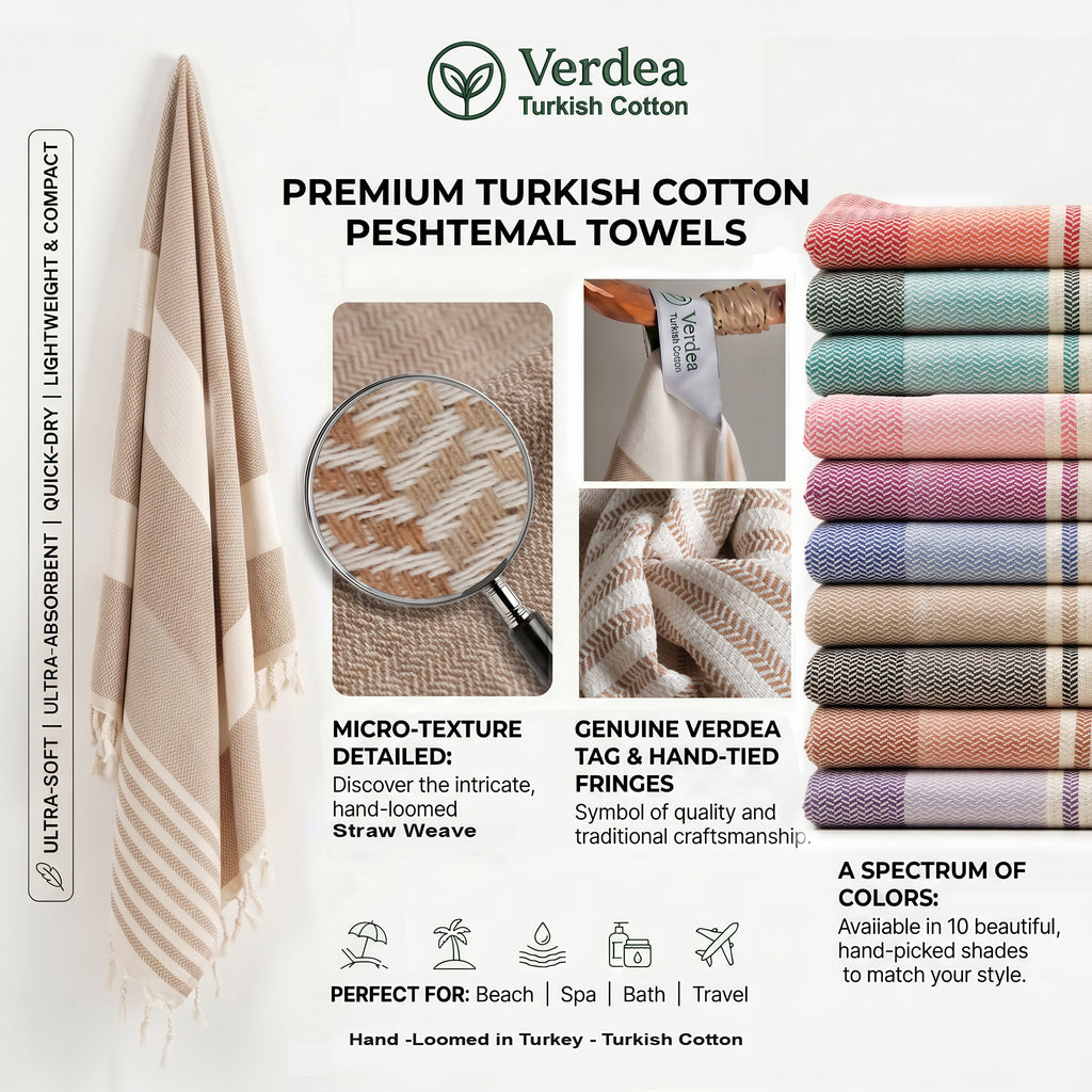 Earthy Brown Premium Turkish Cotton Peshtemal – Lightweight Spa & Beach Towel, Soft, Absorbent & Quick Dry (HPS-01)
