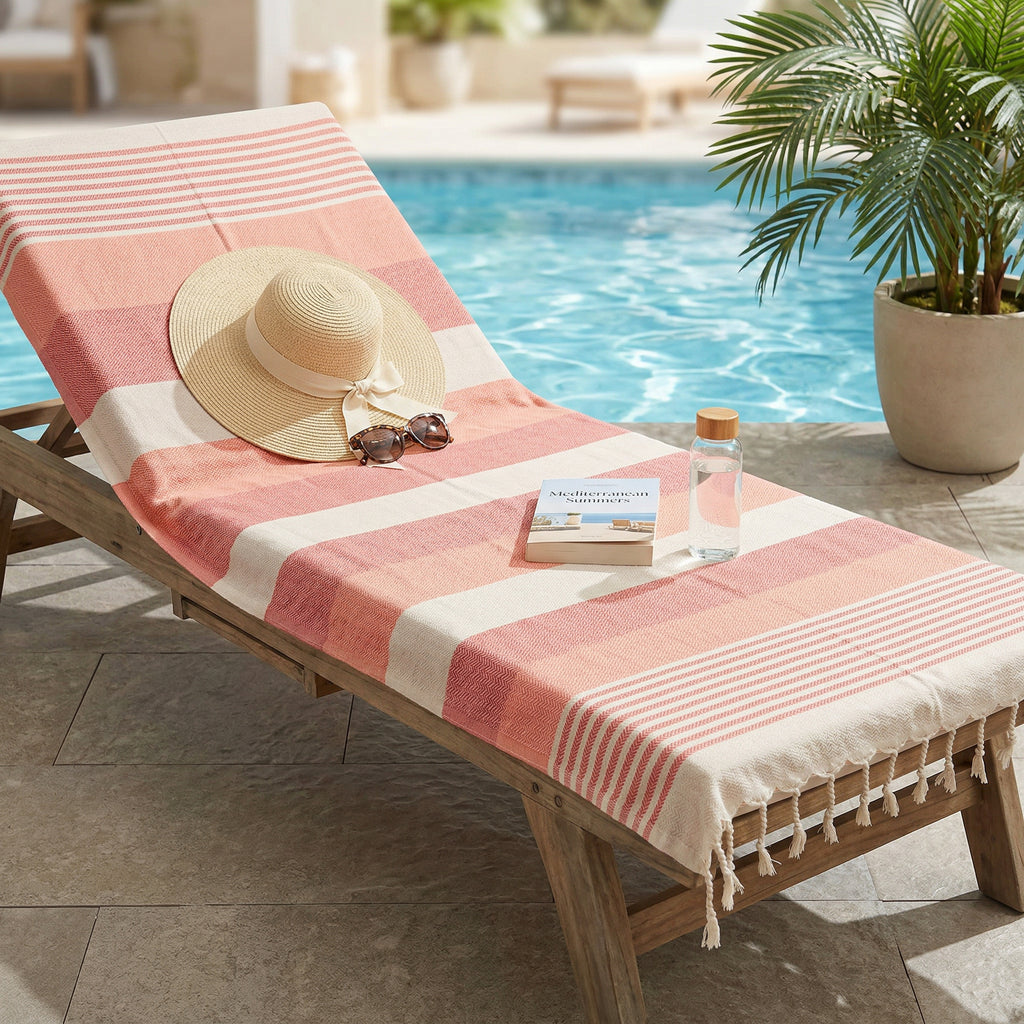Orange Red Premium Turkish Cotton Peshtemal – Lightweight Spa & Beach Towel, Soft, Absorbent & Quick Dry (HPS-01)