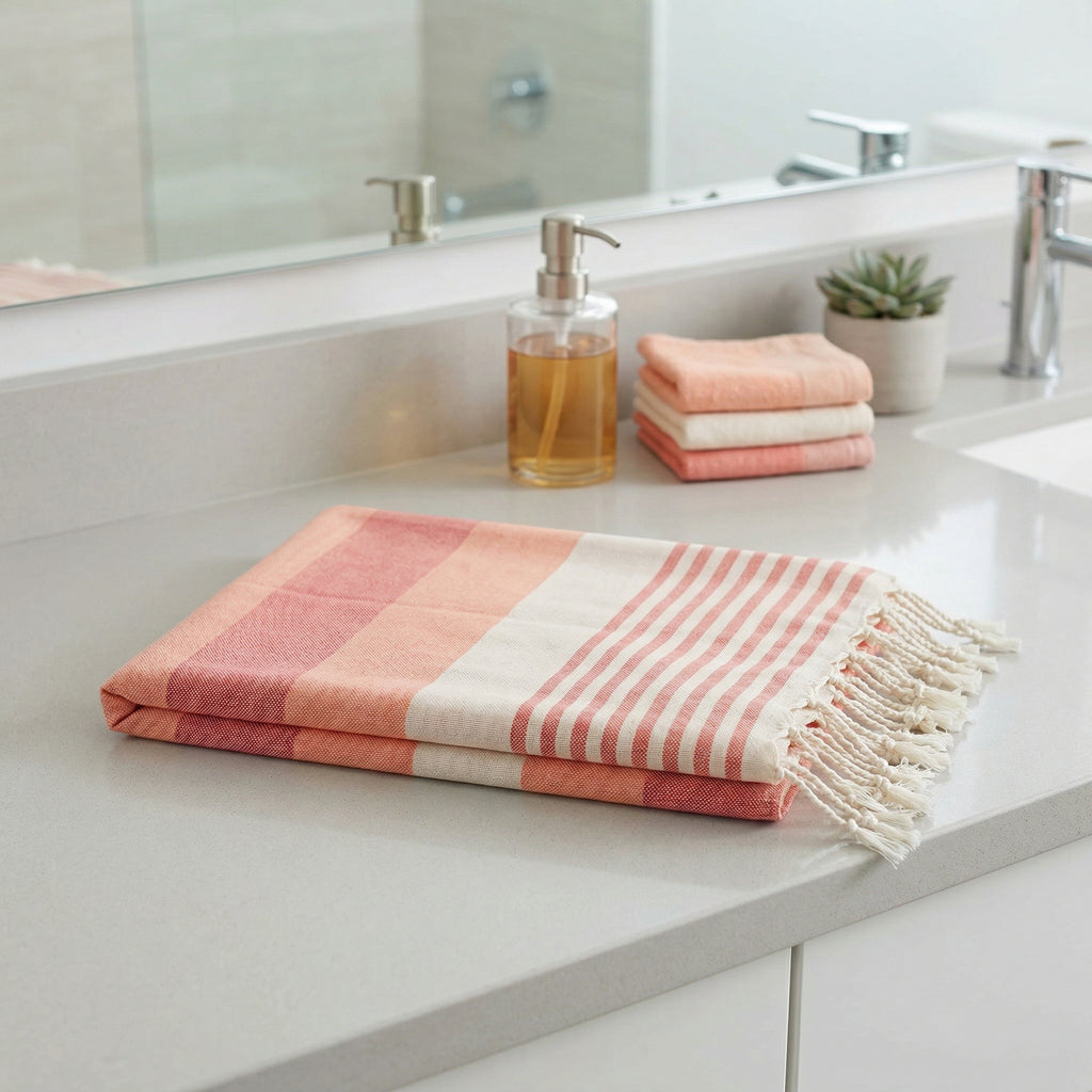 Orange Premium Turkish Cotton Peshtemal – Lightweight Spa & Beach Towel, Soft, Absorbent & Quick Dry (APS-01)