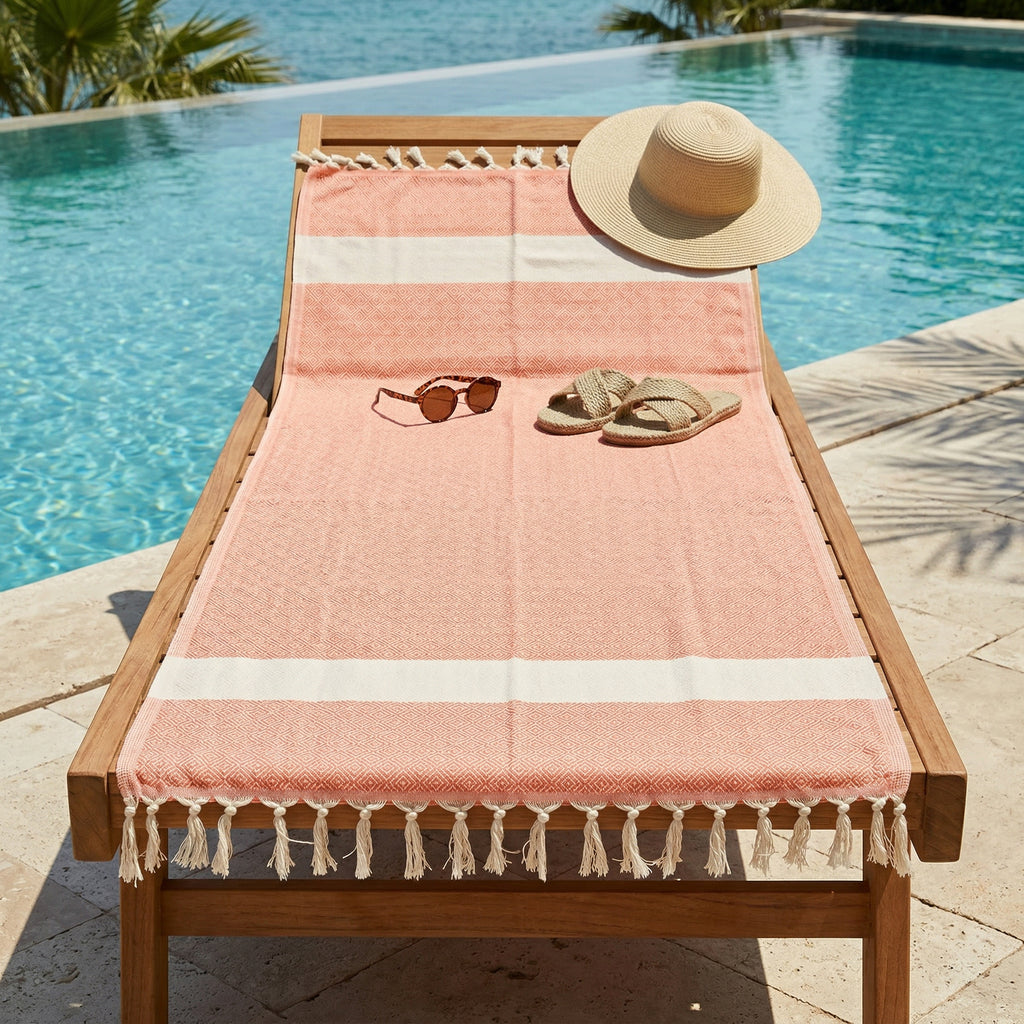 Orange Diamond Premium Turkish Cotton Peshtemal – Lightweight Spa & Beach Towel, Soft, Absorbent & Quick Dry (EPS-01)