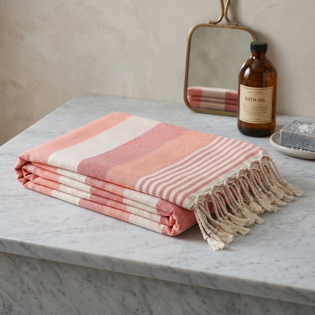 Orange Premium Turkish Cotton Peshtemal – Lightweight Spa & Beach Towel, Soft, Absorbent & Quick Dry (APS-01)