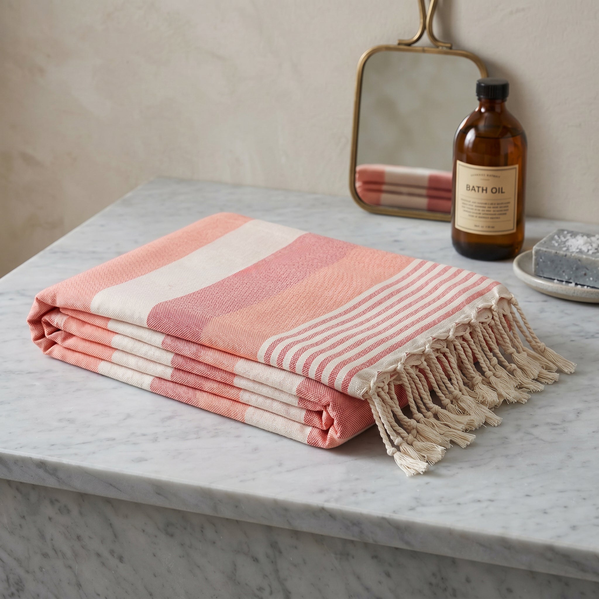 Orange Premium Turkish Cotton Peshtemal – Lightweight Spa & Beach Towel, Soft, Absorbent & Quick Dry (APS-01)