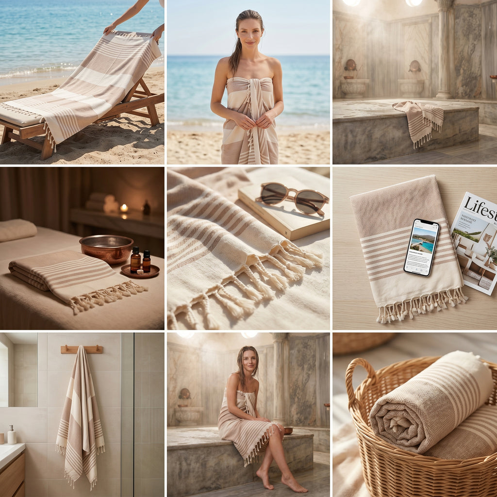 Earthy Brown Premium Turkish Cotton Peshtemal – Lightweight Spa & Beach Towel, Soft, Absorbent & Quick Dry (HPS-01)