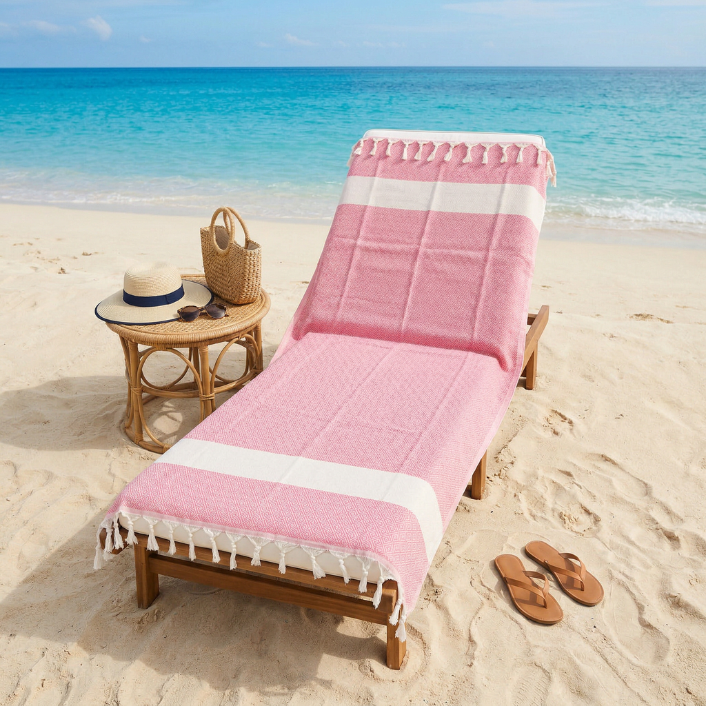Pink Diamond Premium Turkish Cotton Peshtemal – Lightweight Spa & Beach Towel, Soft, Absorbent & Quick Dry (EPS-01)