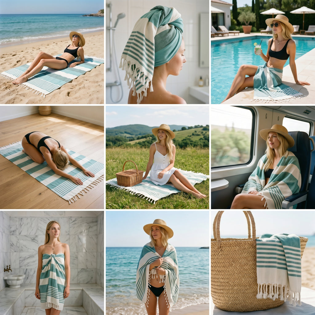 Green Premium Turkish Cotton Peshtemal – Lightweight Spa & Beach Towel, Soft, Absorbent & Quick Dry (APS-01)