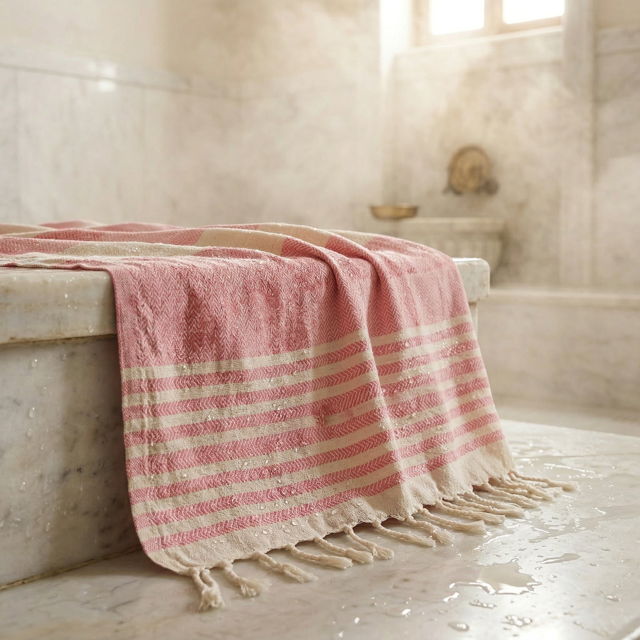 Pink Premium Turkish Cotton Peshtemal – Lightweight Spa & Beach Towel, Soft, Absorbent & Quick Dry (HPS-01)