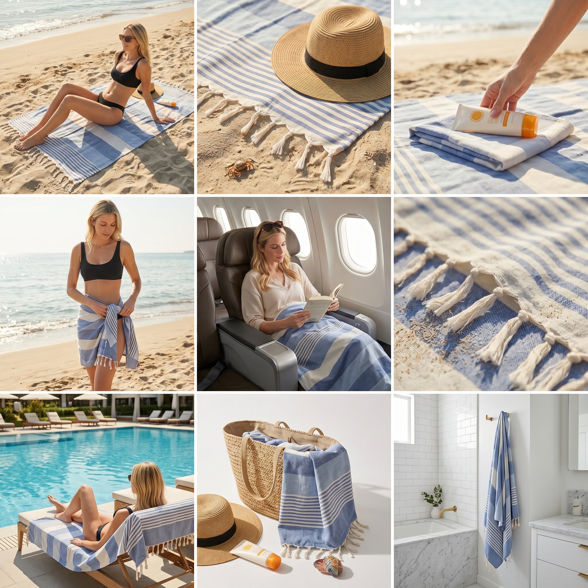 Blue Premium Turkish Cotton Peshtemal – Lightweight Spa & Beach Towel, Soft, Absorbent & Quick Dry (APS-01)