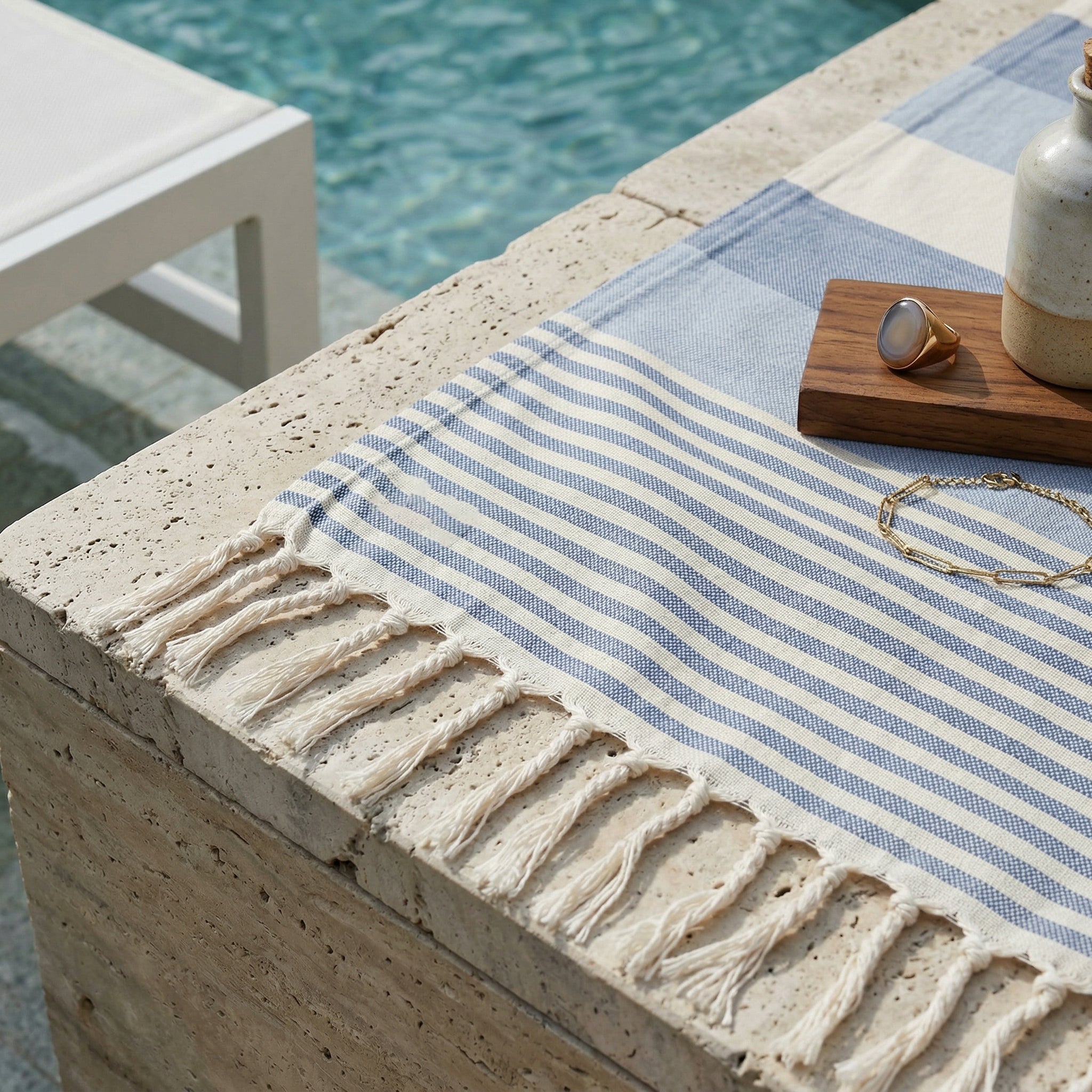 Blue Premium Turkish Cotton Peshtemal – Lightweight Spa & Beach Towel, Soft, Absorbent & Quick Dry (APS-01)