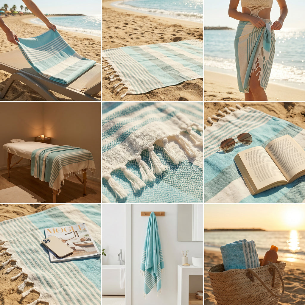 Verdea Water Green Premium Turkish Cotton Peshtemal – Lightweight Spa & Beach Towel, Soft, Absorbent & Quick Dry (HPS-01)