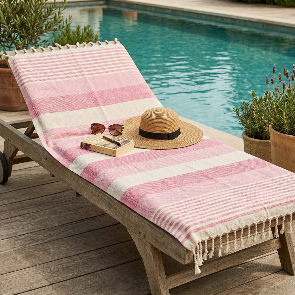 Pink Premium Turkish Cotton Peshtemal – Lightweight Spa & Beach Towel, Soft, Absorbent & Quick Dry (HPS-01)
