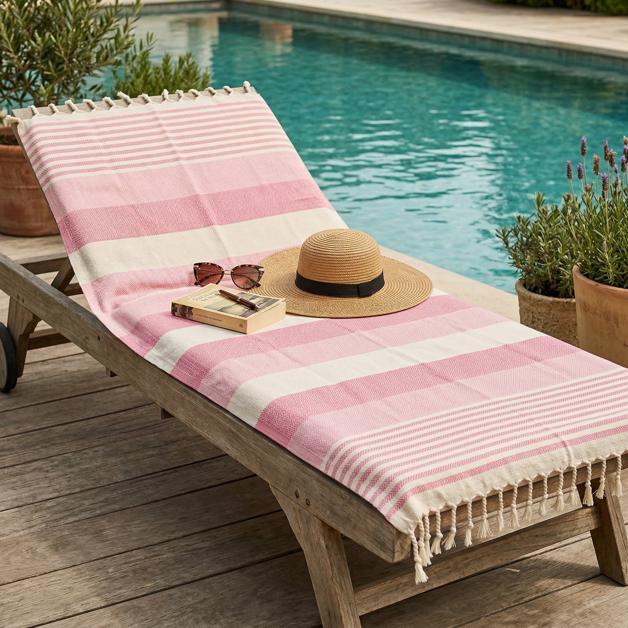 Pink Premium Turkish Cotton Peshtemal – Lightweight Spa & Beach Towel, Soft, Absorbent & Quick Dry (HPS-01)
