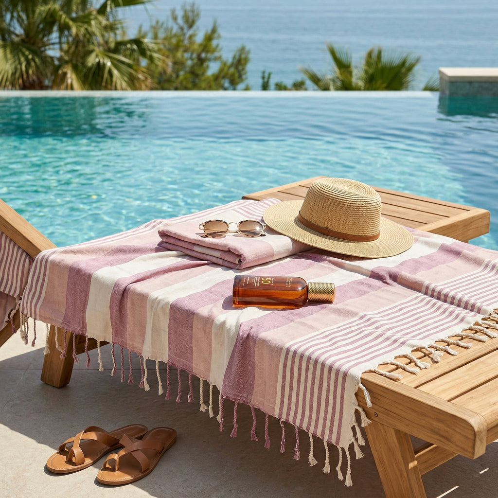 Pink Purple Premium Turkish Cotton Peshtemal – Lightweight Spa & Beach Towel, Soft, Absorbent & Quick Dry (APS-01)