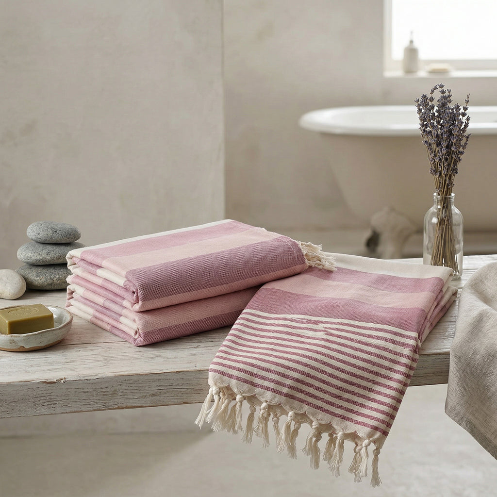 Pink Purple Premium Turkish Cotton Peshtemal – Lightweight Spa & Beach Towel, Soft, Absorbent & Quick Dry (APS-01)