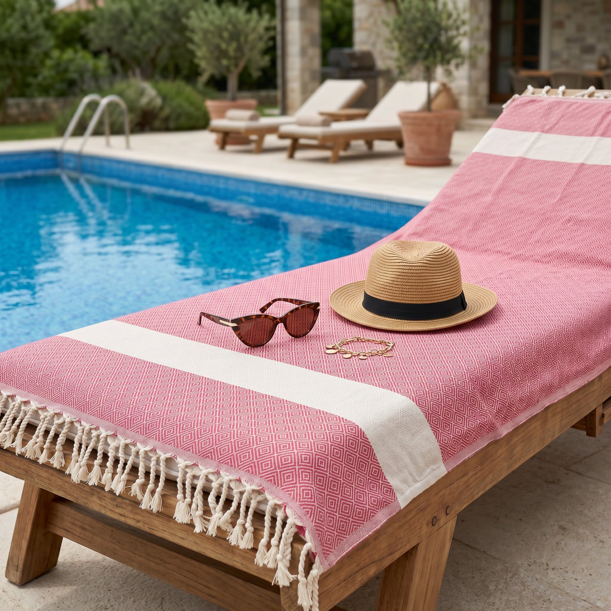 Red Diamond Premium Turkish Cotton Peshtemal – Lightweight Spa & Beach Towel, Soft, Absorbent & Quick Dry (EPS-01)