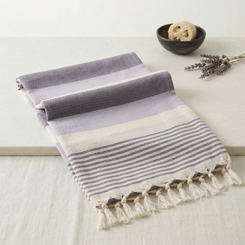 Purple Premium Turkish Cotton Peshtemal – Lightweight Spa & Beach Towel, Soft, Absorbent & Quick Dry (APS-01)