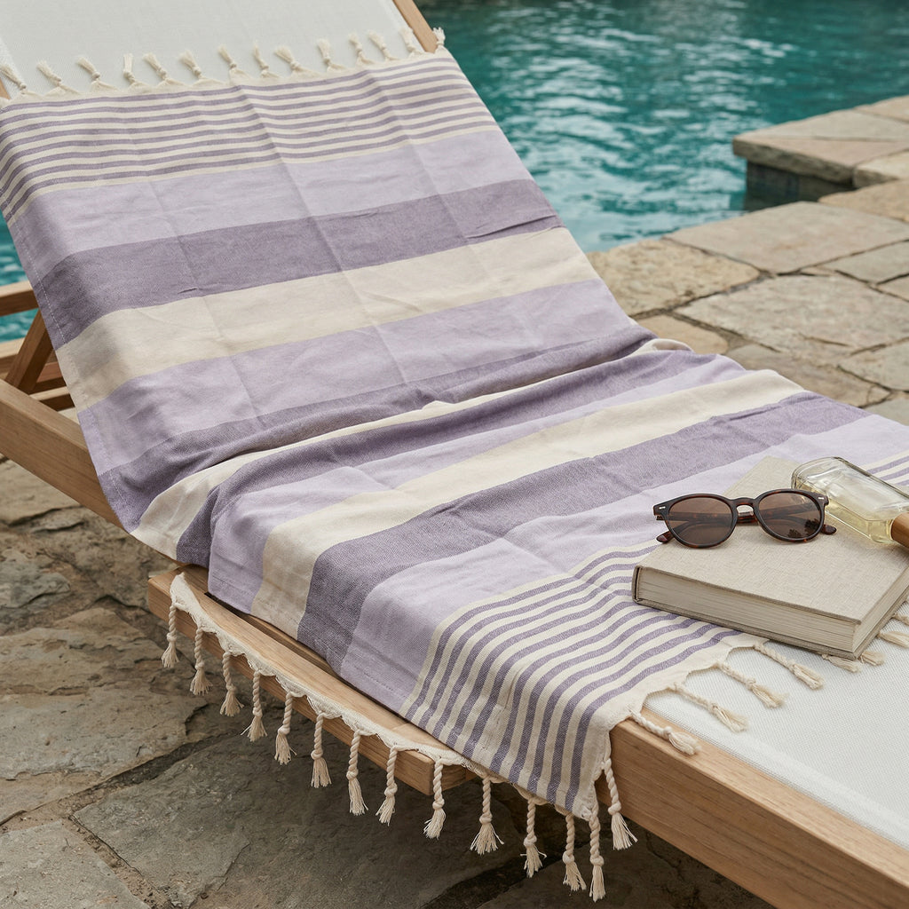 Purple Premium Turkish Cotton Peshtemal – Lightweight Spa & Beach Towel, Soft, Absorbent & Quick Dry (APS-01)