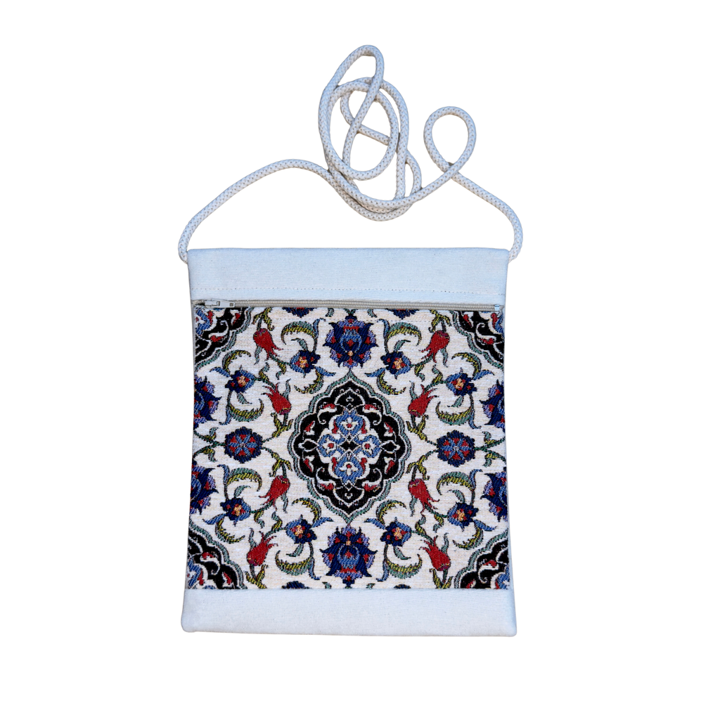Assorted Tapestry Crossbody Bags – 8" x 10" Woven Art Shoulder Bags – Wholesale Zippered Canvas Crossbody Purse – Mixed Designs & Colors