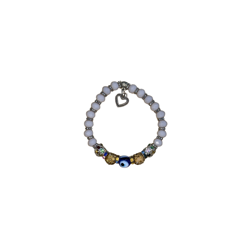 Mixed Evil Eye Bracelet Set – Handmade Glass Crystal Beaded Stretch Bracelets – Assorted Nazar Jewelry