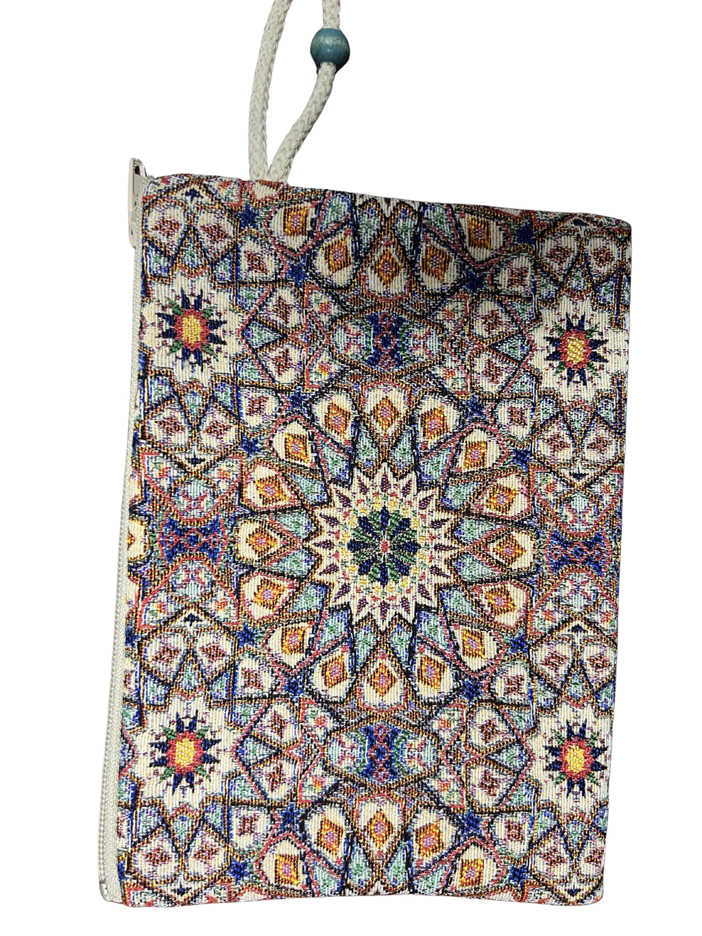 Medium Woven Cotton Wallet – Assorted Artistic Designs – Zipper Pouch with Wrist Strap – 8 x 5.5 Inches