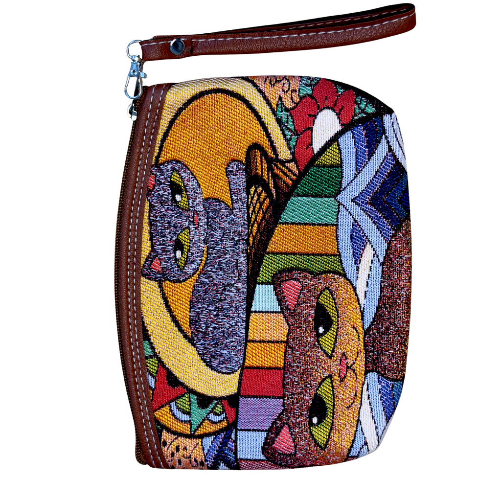 Wholesale Cotton Cosmetic Bag – Assorted Artistic Makeup Pouch with Wrist Strap | Travel Toiletry Organizer | 8.5" x 6" x 1"