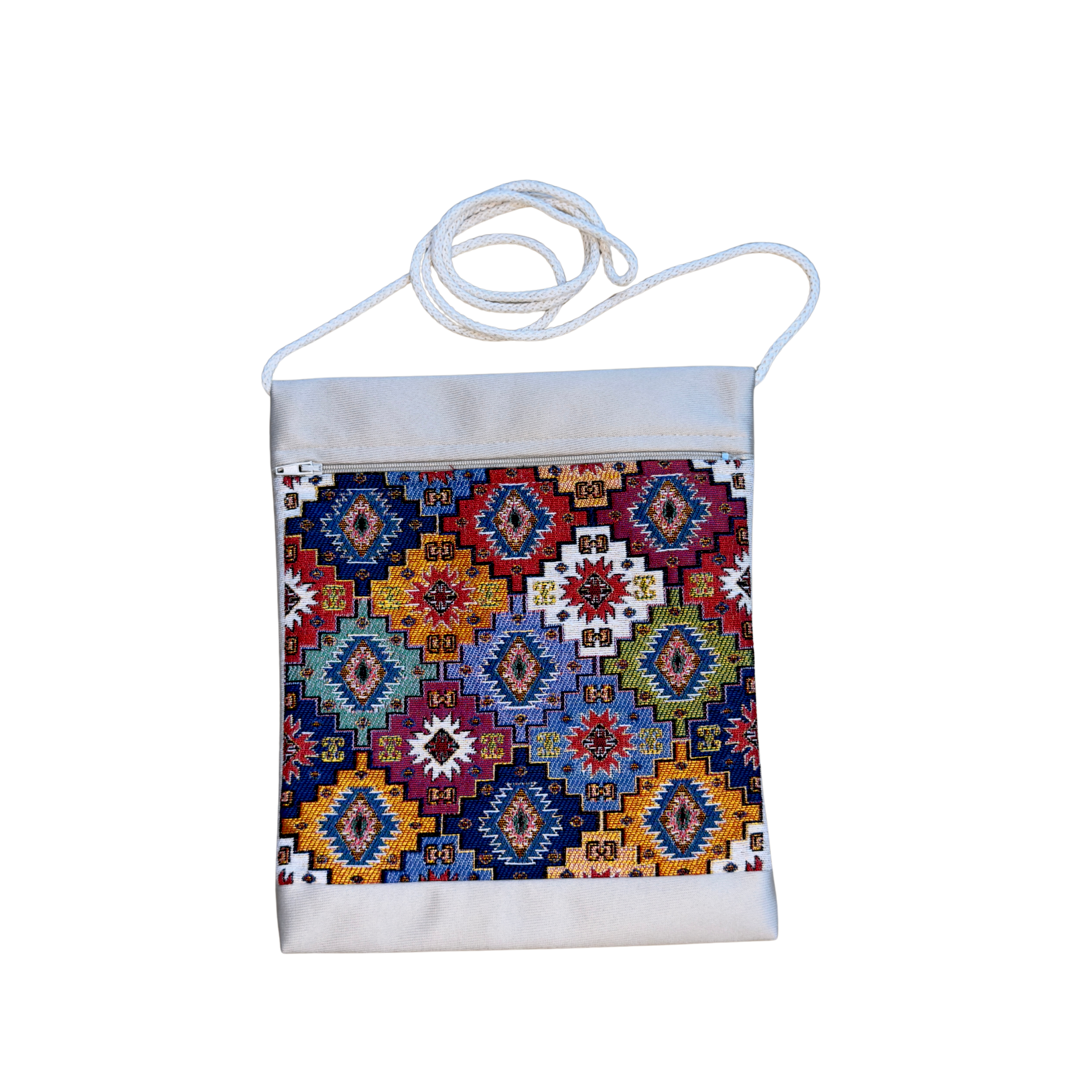Assorted Tapestry Crossbody Bags – 8" x 10" Woven Art Shoulder Bags – Wholesale Zippered Canvas Crossbody Purse – Mixed Designs & Colors