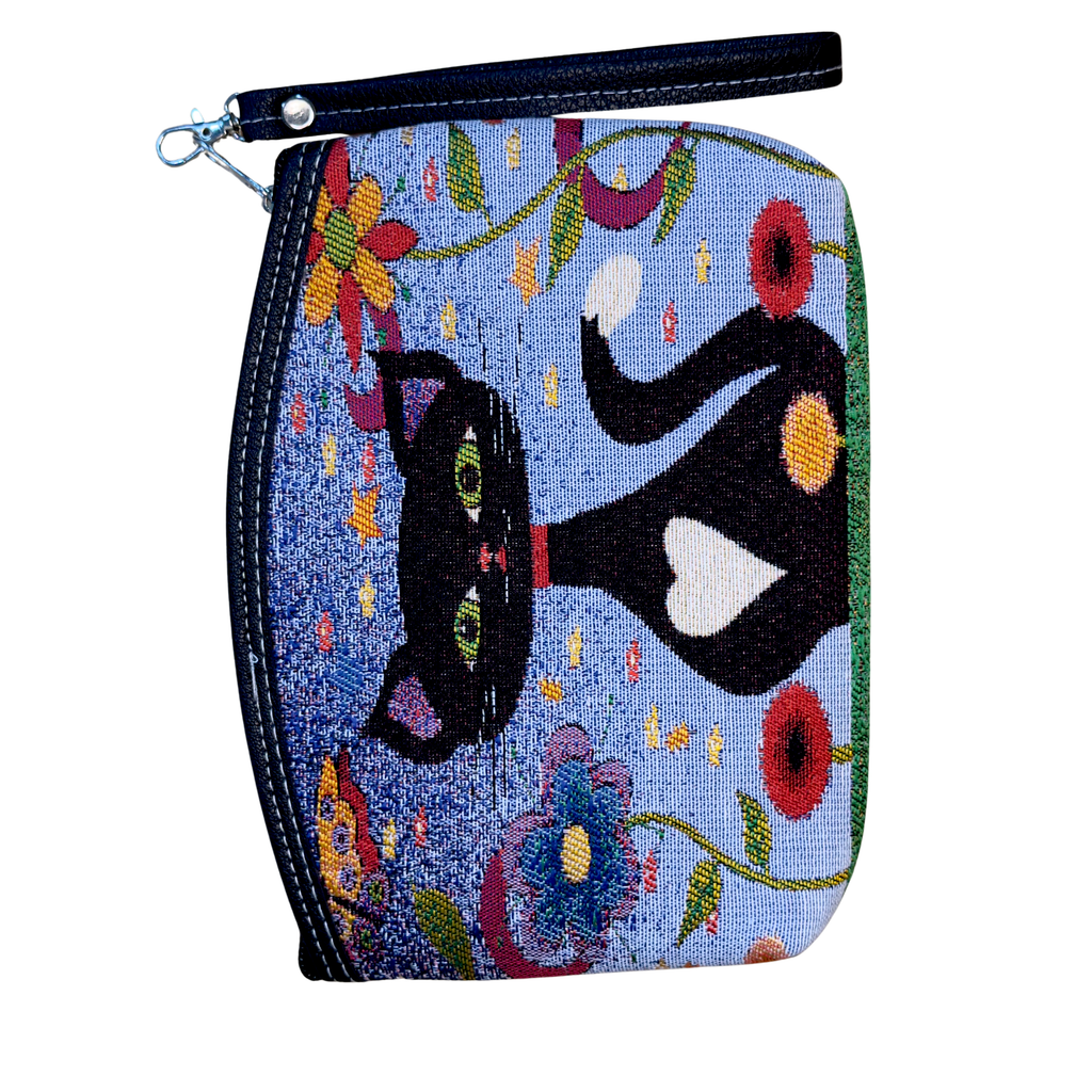 Wholesale Cotton Cosmetic Bag – Assorted Artistic Makeup Pouch with Wrist Strap | Travel Toiletry Organizer | 8.5" x 6" x 1"