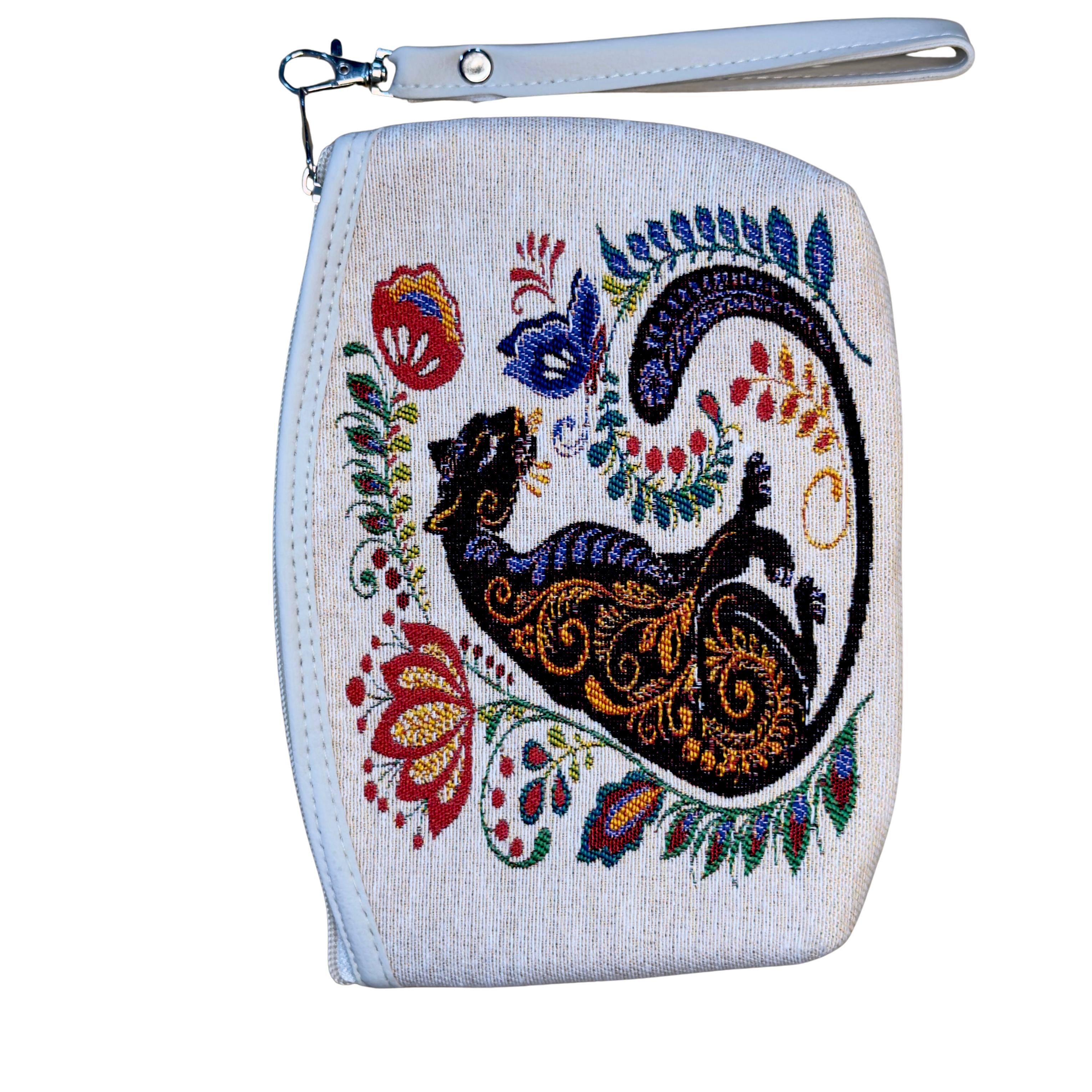 Wholesale Cotton Cosmetic Bag – Assorted Artistic Makeup Pouch with Wrist Strap | Travel Toiletry Organizer | 8.5" x 6" x 1"
